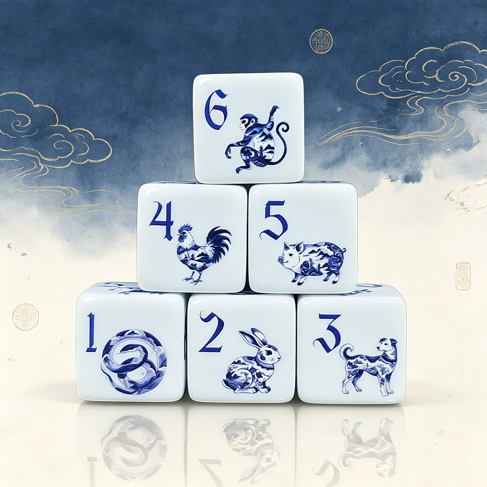 Zodiac Party Games - 12 Buah 16MM D6 Akrilik Cetak