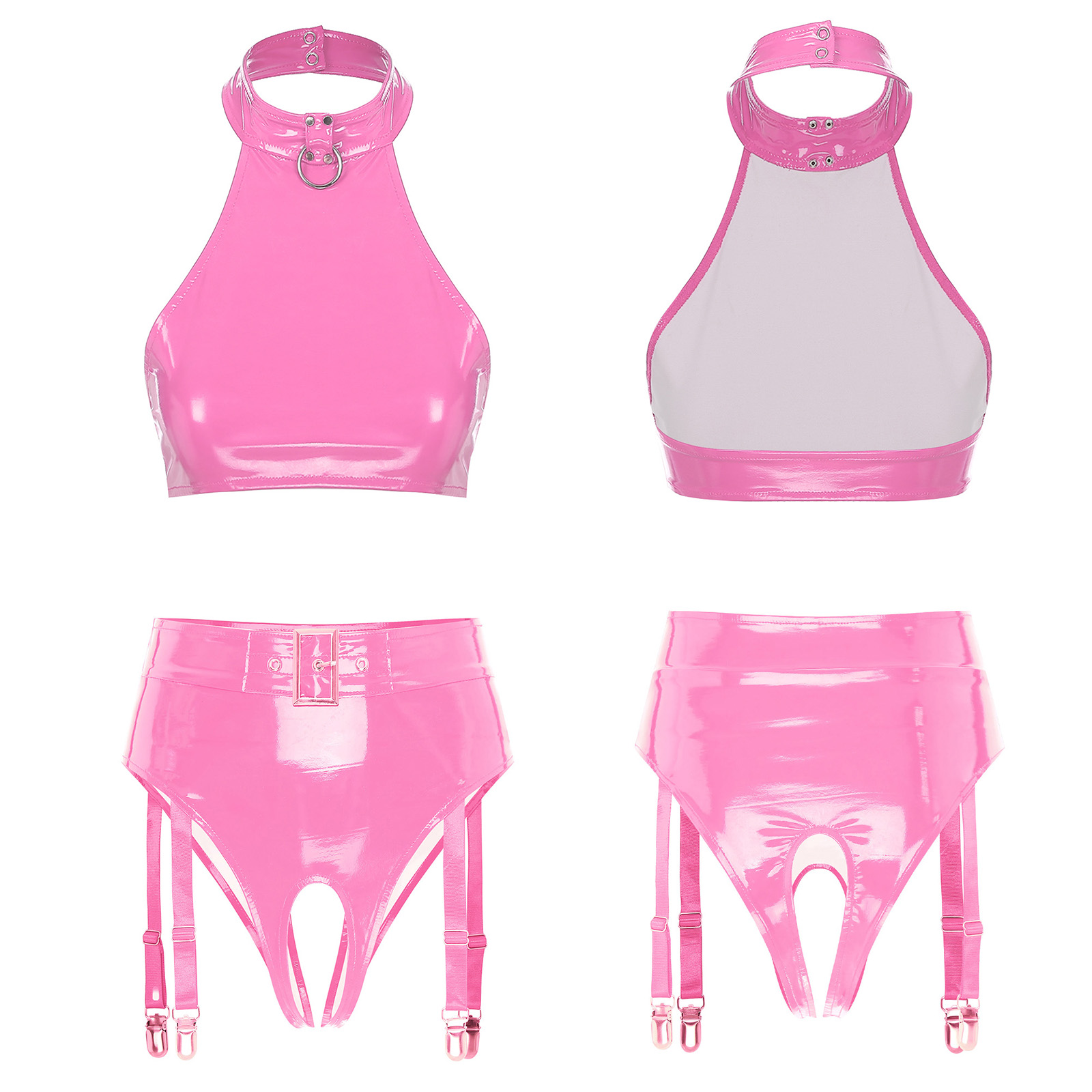 Party Games Couple - Tank Top Bra Kulit PU Mengkilap