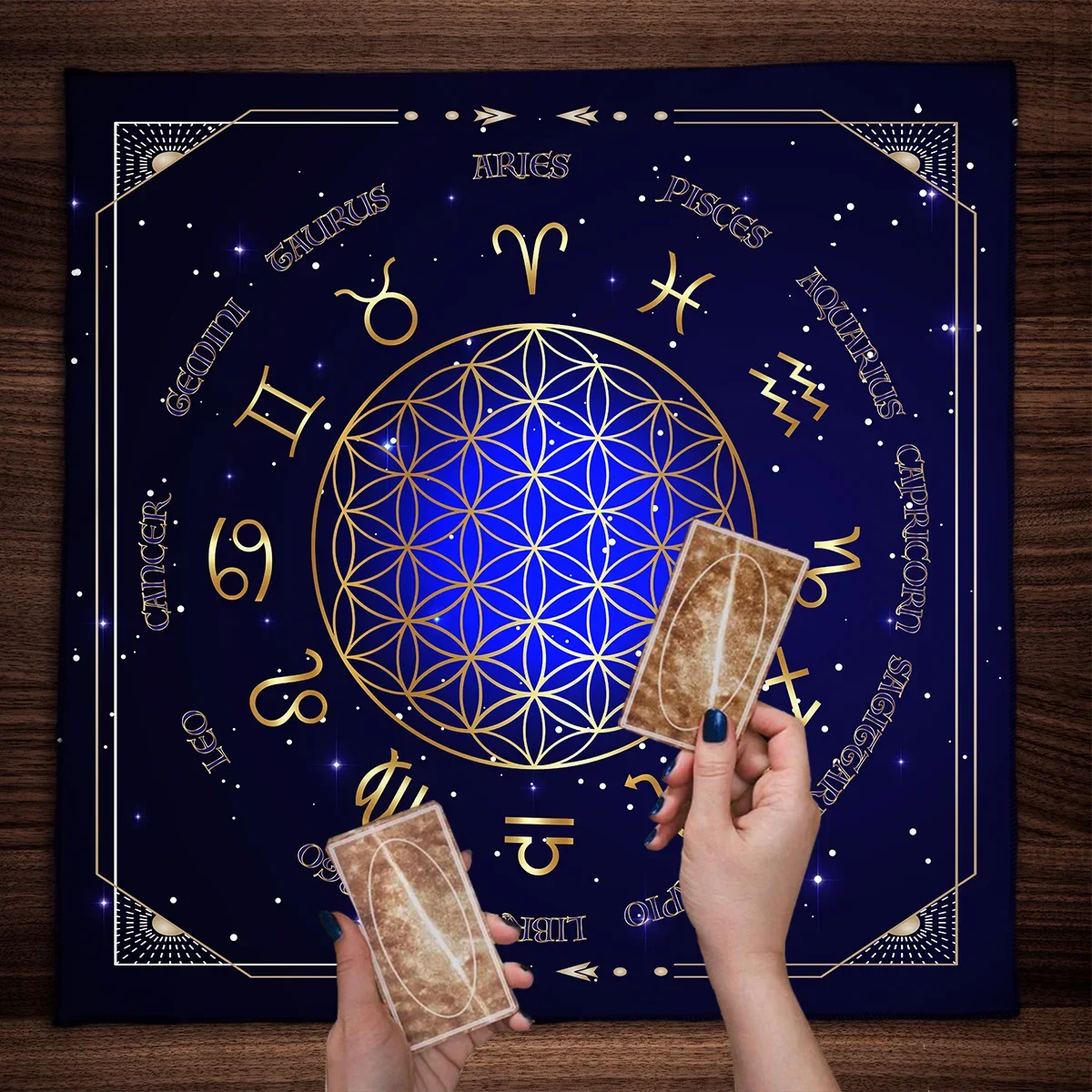 Zodiac Party Games - Roda zodiak Tarot taplak meja Mandala