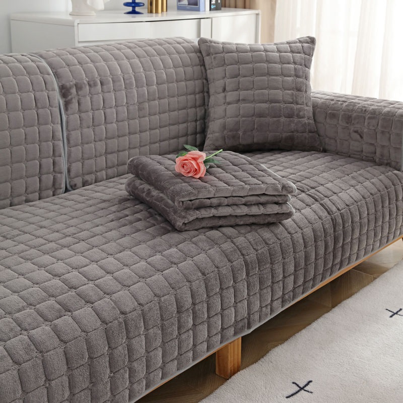 Washer Toss Set - Sarung Sofa Beludru Universal Motif Kotak-kotak