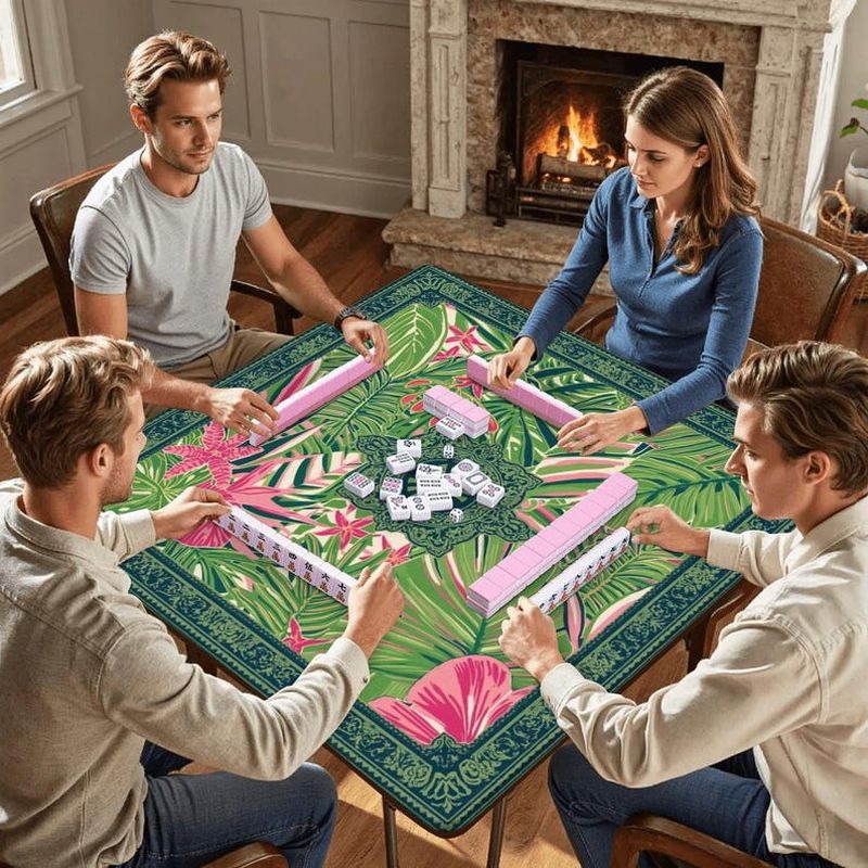 Party Games Adults Indoor - VIKAMA Alas Meja Mahjong Hibiscus Palm