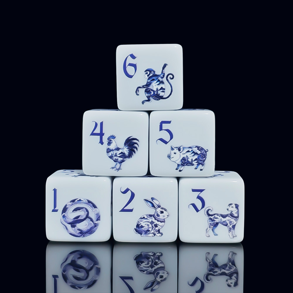 12 Buah 16MM D6 Akrilik Cetak  - Zodiac Party Games ulasan dan harga