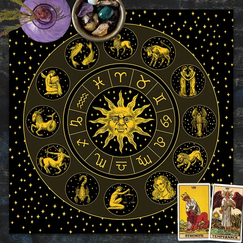 Kain Tarot Emas Zodiak Matahar - Zodiac Party Games ulasan dan harga