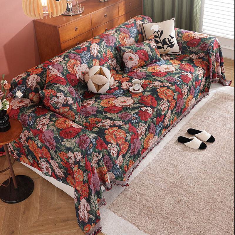 Selimut Sofa Retro Motif Lukis - Washer Toss Set ulasan dan harga