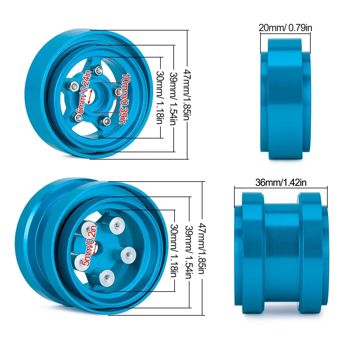 Roda Beadlock Aluminium untuk  - Tamiya Model Rc Car ulasan dan harga